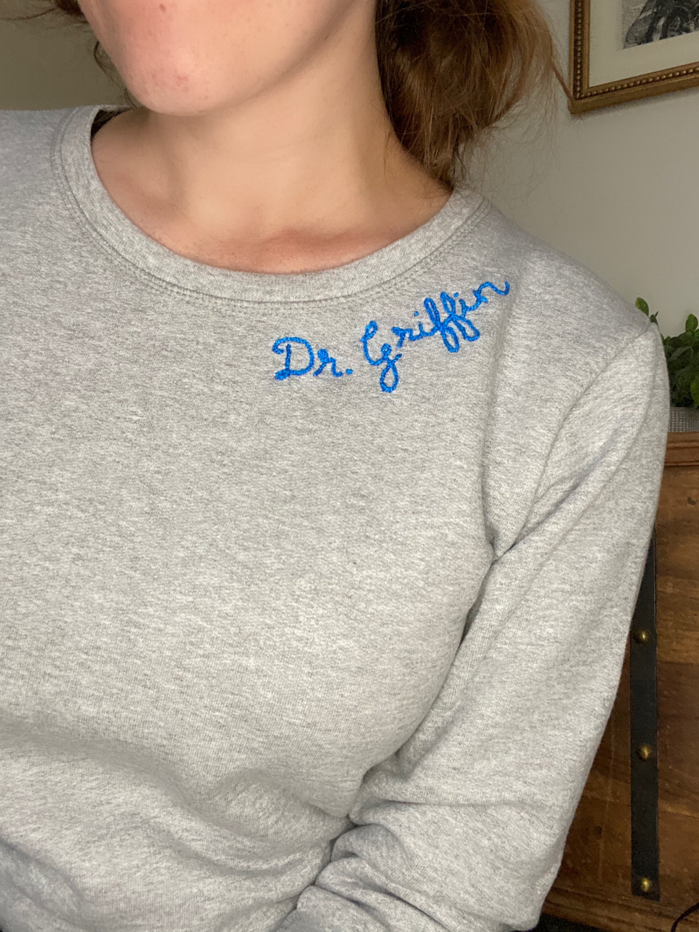 Doctor Gift Custom Hand Stitched Embroidered Fleece Sweatshirt Etsy