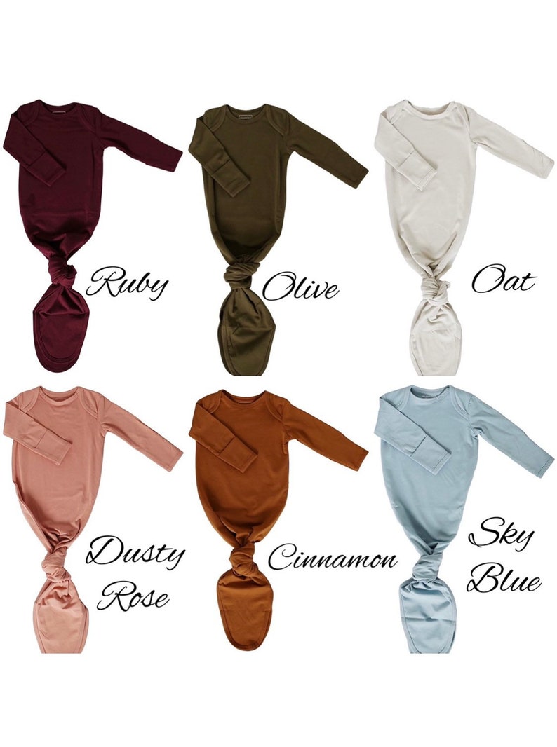 Knotted Gown Personalized Hand Stitched Embroidered Baby Onesie w Custom Name Monogram Hospital Take Home Outfit