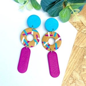 Sprinkles Doughnut Polymer Clay Long Dangle Earrings - Handmade Polymer Clay Earrings - Colourful Statement Earrings