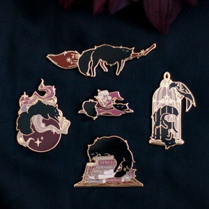 BUNDLE DEAL | Sleepy Cat Familiar Gold Hard Enamel Pin Collection - Magical Fantasy Theme Lapel Pins - Enamel Pins - Keely Studios