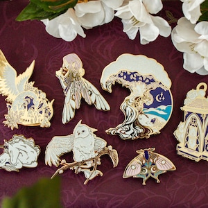 BUNDLE DEAL | Gold Enchanted Forest Hard Enamel Pin Collection - Magical Fantasy Theme Lapel Pins - Enamel Pins - Keely Studios