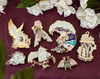 Gold Enchanted Forest Hard Enamel Pin Collection - Magical Fantasy Theme Lapel Pins - Enamel Pins - Keely Studios