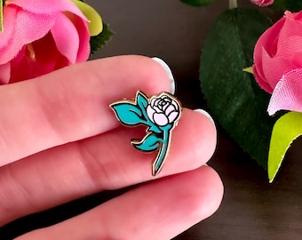Gold Marvelous Manor Rose Hard Enamel Mini Pin - Magical Fantasy Theme Lapel Pin - Rose Flower Enamel Pin - Keely Studios