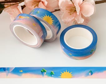 An Ocean of Sky Washi Tape: Clouds Blue Decorative Tape for Journaling, Scrapbook Planner Supplies, Aesthetic Gift for Paper Crafters