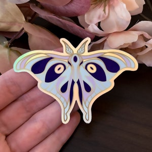 Enchanted Forest Moth Die Cut Holographic Effect Sticker - Die Cut Sticker - Purple Gold Sticker - Moth Sticker - Magical Sticker