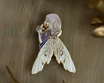Gold Enchanted Forest Fairy Hard Enamel Pin - Magical Fantasy Theme Lapel Pin - Fairy Enamel Pin - Keely Studios