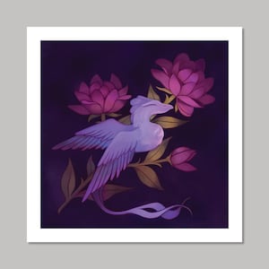 Floral Dragon Fine Art Print | Archival Digital Painting Art Print