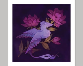 Blumen Drache Fine Art Print | Archival Digital Painting Kunstdruck