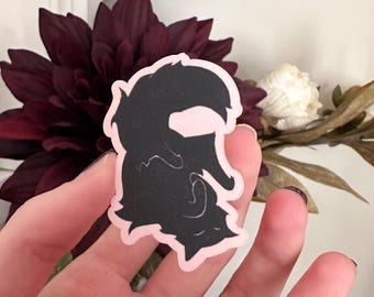 Sleepy Cat Familiar Die Cut Sticker - Black Cat Sticker - Magical Cat Sticker