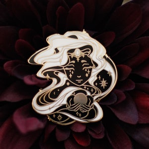 Gold Celestial Garden Sun Goddess Hard Enamel Pin - Magical Galaxy Theme Enamel Pin - Goddess Enamel Pin - Keely Studios