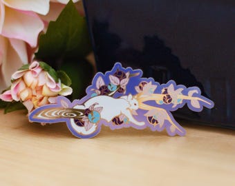 Celestial Garden Evertree Cat Die Cut Gold Mirror Effect Sticker - Die Cut Sticker - Cat Sticker - Magical Celestial Sticker - Keely Studios