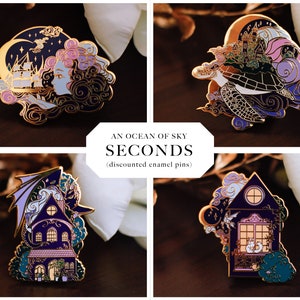 SECONDS | Gold Ocean of Sky Hard Enamel Pin Collection - Magical Fantasy Theme Lapel Pins - Enamel Pins - Keely Studios