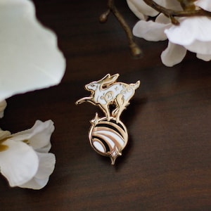 Gold Celestial Garden Dancing Cosmic Hare Hard Enamel Pin - Magical Galaxy Theme Enamel Pin - Bunny Enamel Pin - Keely Studios