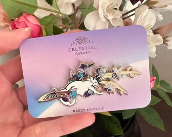 Gold Celestial Garden Evertree Cat Hard Enamel Pin - Magical Galaxy Theme Enamel Pin - Cat Enamel Pin - Keely Studios