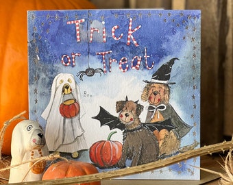 Trick or Treat Halloween Dogs Card