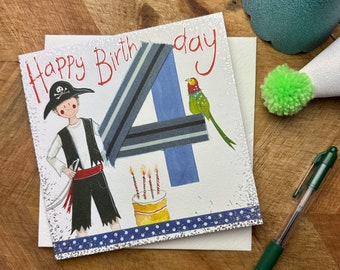 Happy Birthday 4 year old Pirate Card