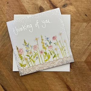 Thinking of You Flowers Sympathy Foil Card