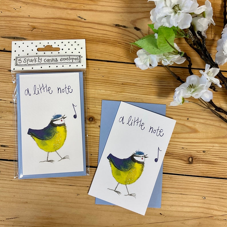 Pack of 5 Thank You Cards Little Note Blue Tit