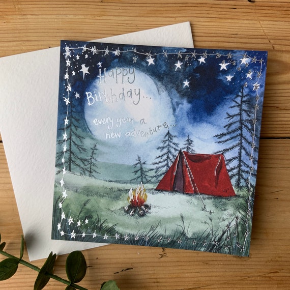 S393 Red Tent Birthday Card Alex Clark Etsy