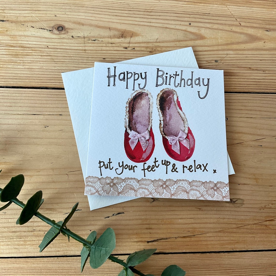 Happy Birthday Put your Feet up and Relax Slippers Greeting Etsy