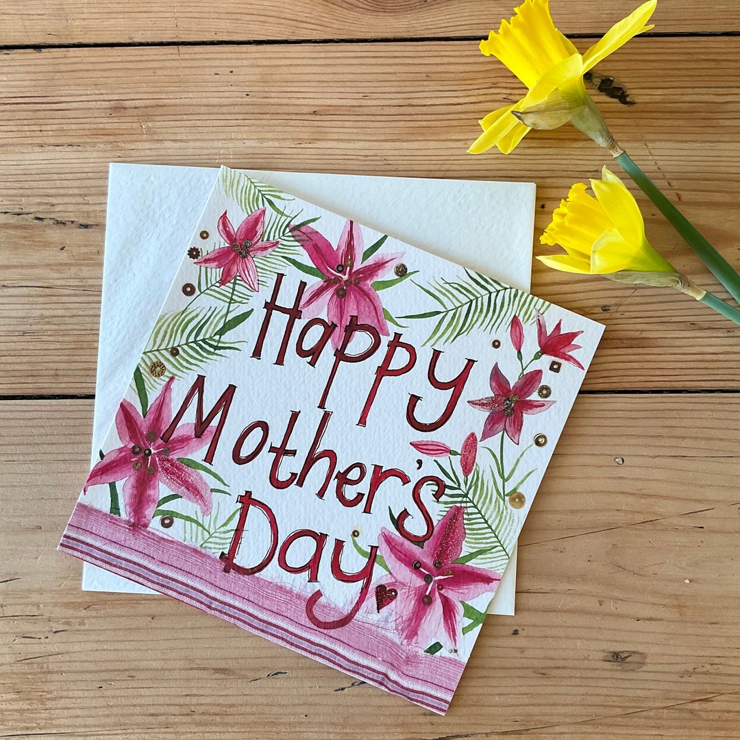 Happy Mothers Day Lillies Card - Etsy