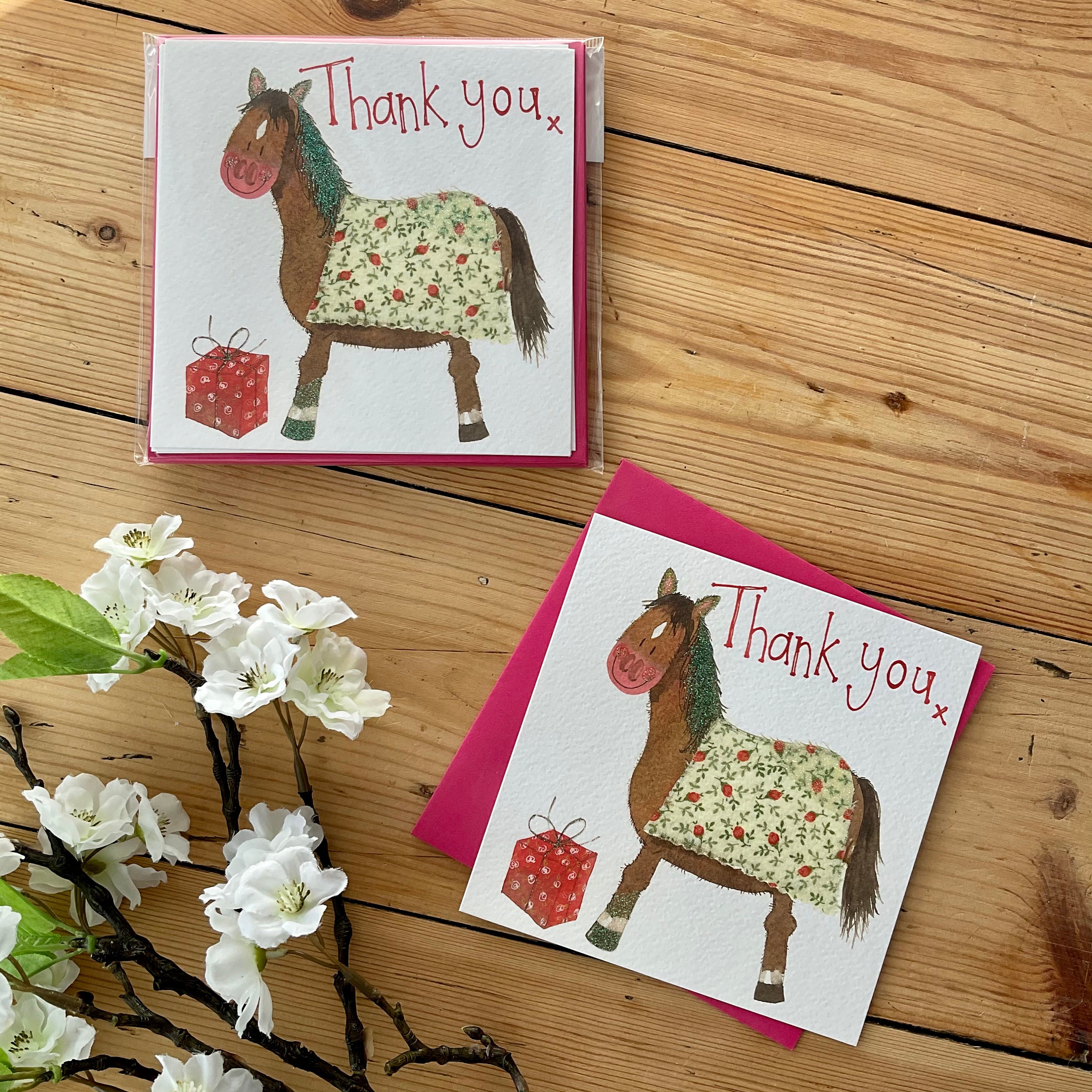 Thank You Horse Note Cards Pack of 8 - Etsy UK