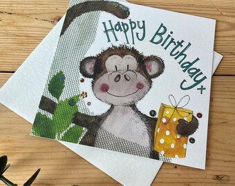 Details about / Pop Up Card Monkey Happy Birthday Kids SEALED NIP