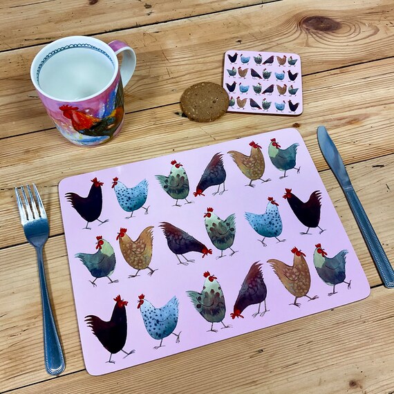 Chickens Placemat Single or Set Etsy