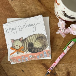 Happy Birthday Cat - Little Foil Card