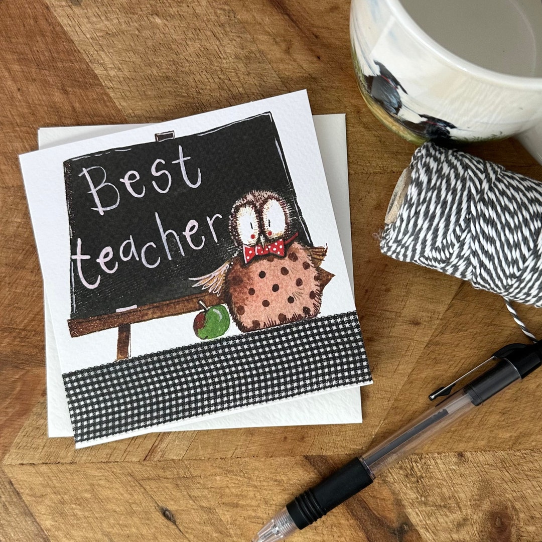 Best Teacher Owl Little Card - Etsy