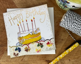 Happy Birthday - Cake and Candles - Little Foil Card