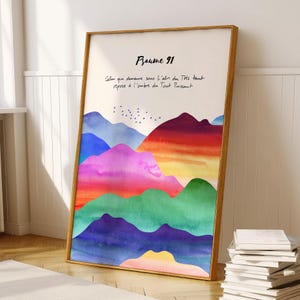 Psaume 91 | Verset Biblique en Français | Affiche Chrétienne | Psaume français | Poster Bible | Affiche Evangile | Art Chrétien | Décor Foi