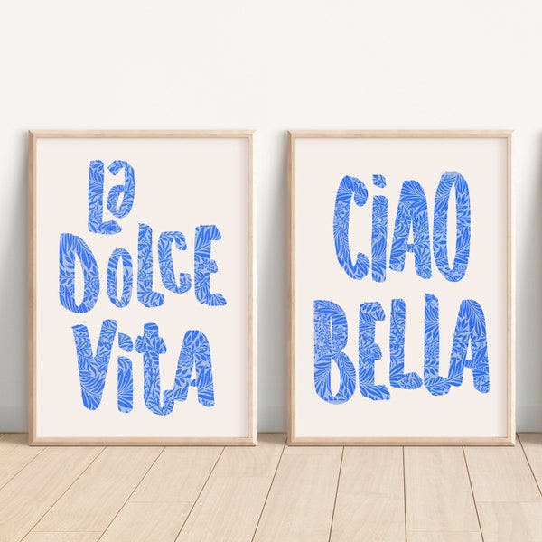 Ciao bella, La dolce vita, Trendy Poster Decor Italian Quote Typography Digital Download Print Love Saying Boho Gift Printable Wall Art