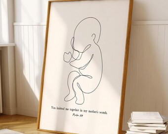Psalm 139 Baby Nursery Art: Christian Scripture Line Drawing (Digital Download)