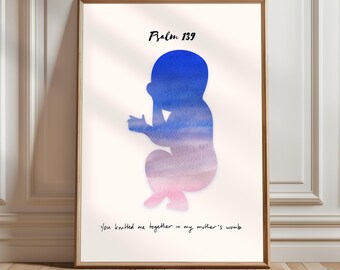 Psalm 139 Baby Nursery Art: Christian Scripture Print (Digital Download)