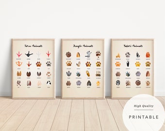 Animal Footprints Digital Print: Nursery Wall Art (Digital Download)