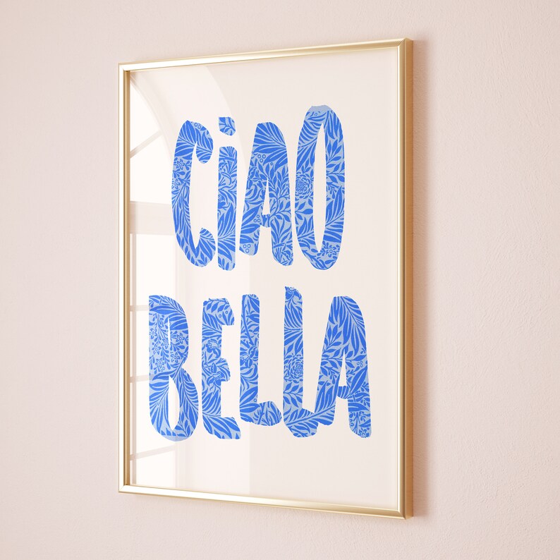 Ciao Bella, Trendy Poster Decor Italian Quote Typography Digital Download Print Love Saying Boho Gift Printable Wall Art Minimalist Room