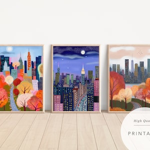 8 illustrations de New York | Impression de la ville de New York | Peinture de New York | Art mural new-yorkais | Aquarelle de New York | Affiche de New-York