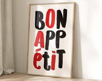 Bon Appetit Print: Mid-Century Modern Kitchen Wall Art (Digital Download)