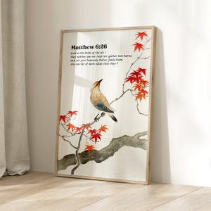 Matthew 6:26, Look at the Birds, Christian Wall Art, Jesus Art, Verse Scripture, Christian Poster, Bible Scripture, Digital Printable, Faith
