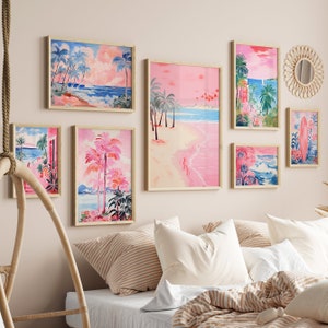 Coastal Gallery Wall Art Set: Beachy Pink Drucke (Digitaler Download)