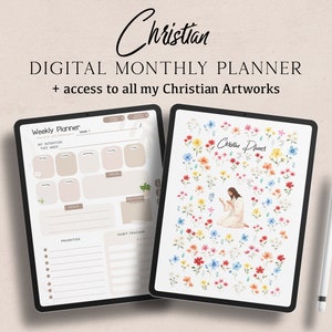 Christian Planner, Access to all my Christian Artworks | iPad Planner | Undated Planner | Weekly Planner | Daily Planner | Monthly Planner