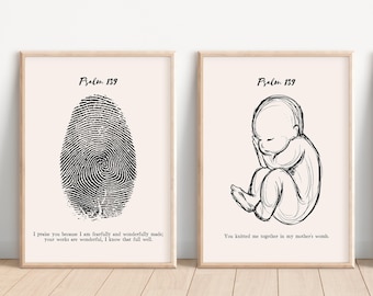 Psalm 139 Art Prints: Christian Nursery Decor (Digital Download)
