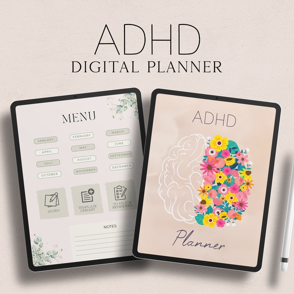 ADHD Planner Digital | ADHD Planner | Daily Planner | Weekly Planner | Monthly Planner | ADHD Stickers