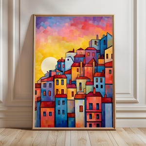 Lisbon Watercolor Print: Abstract Portugal Cityscape (Digital Download A1, 11x14, 16x20, 18x24 JPGs)