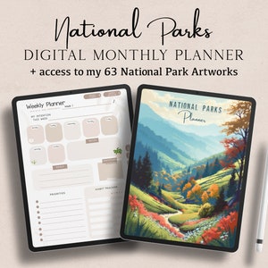 Nationalparks-Planer, Access to 63 National Park Kunstwerke, iPad Planer, Undatierter Kalender, Wochenplaner, Tagesplaner, Monatsplaner