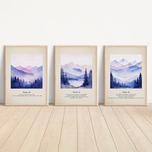 Psalm 23, 91, 46 Art Prints: Christian Bible Verse Wall Decor (Digital Download)