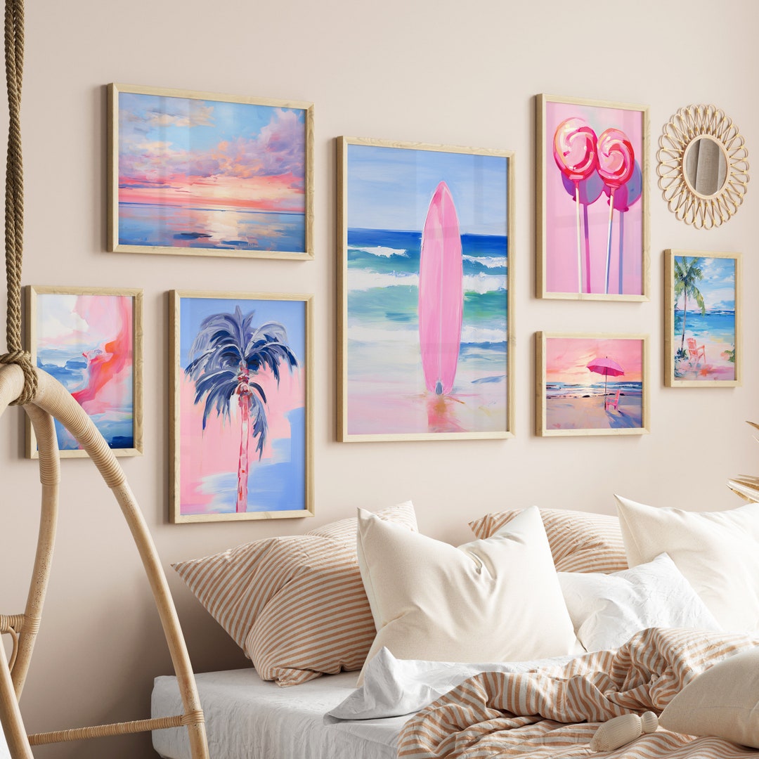Beach Gallery Set of 10, Coastal Wall Art Nautical Decor Boho Surf