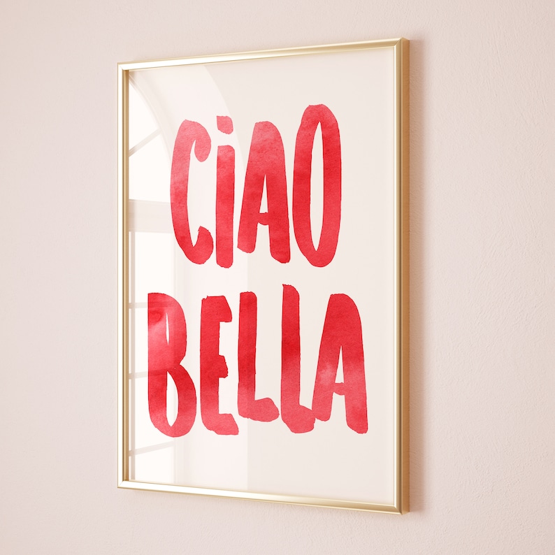 Ciao Bella, Trendy Poster Decor Italian Quote Typography Digital Download Print Love Saying Boho Gift Printable Wall Art Minimalist Room