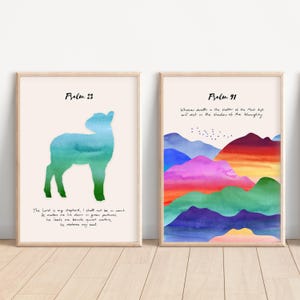 Psalm 23 + 91 Art Prints: Modern Christian Scripture Decor (Digital Download)